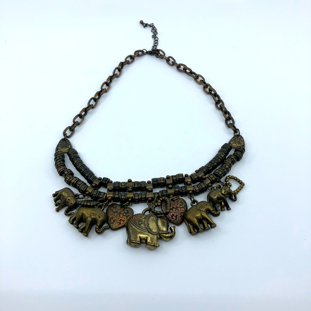 Unique metal beaded Elephant necklace